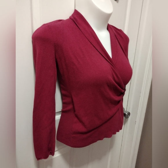 Nic & Zoe Burgundy Overlay Wrap Light Sweater Sz L - Picture 2 of 6